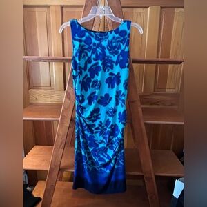 Dressbarn Blue Floral Sleeveless Sheath Dress Size 4